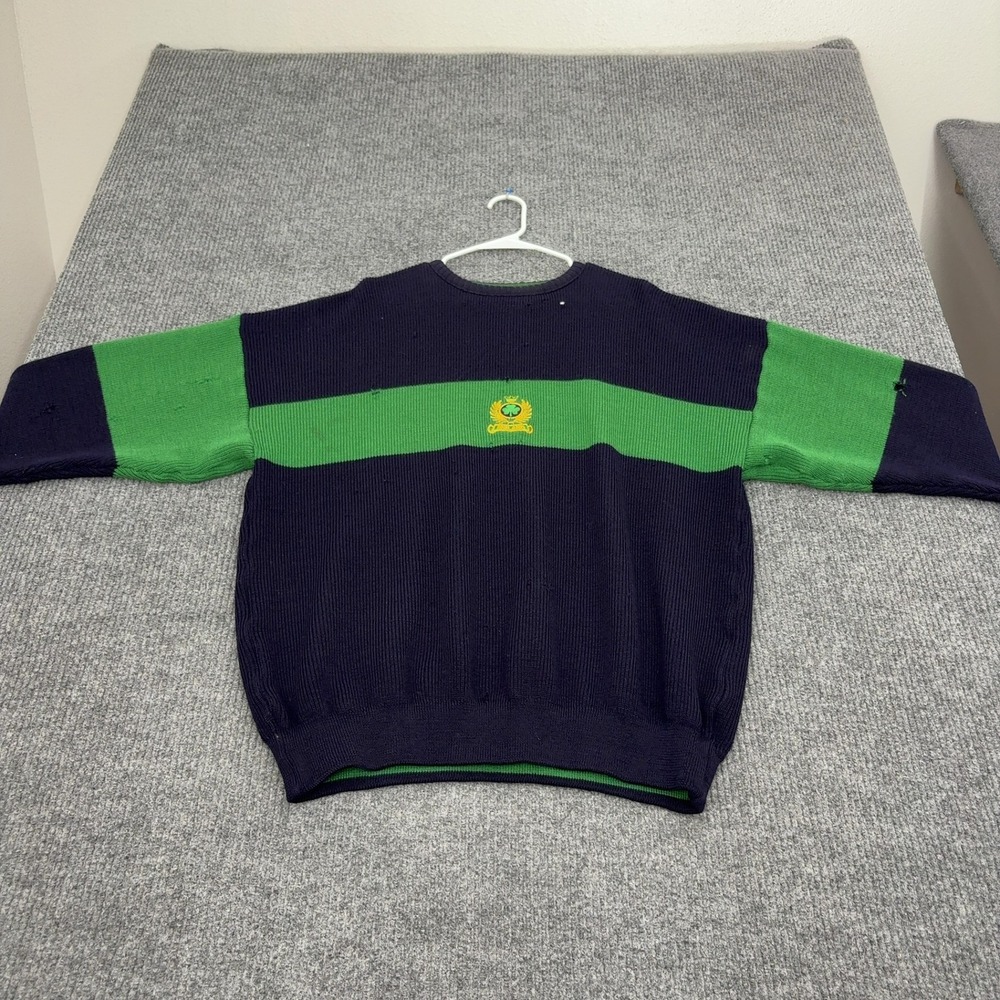 Vintage Sweater Men XL Blue Green Cotton Distressed Crewneck Streetwear Gorpcore